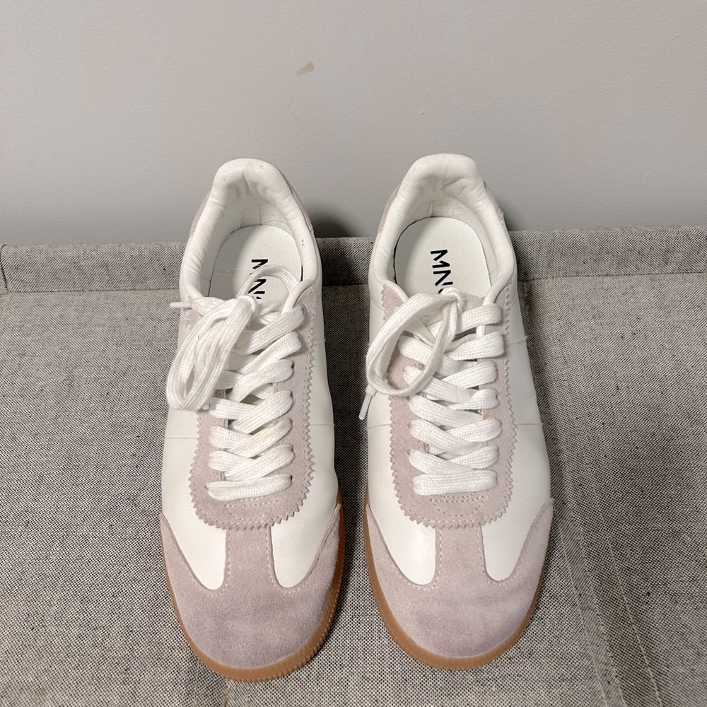 Mango White Leather Panel Sneakers